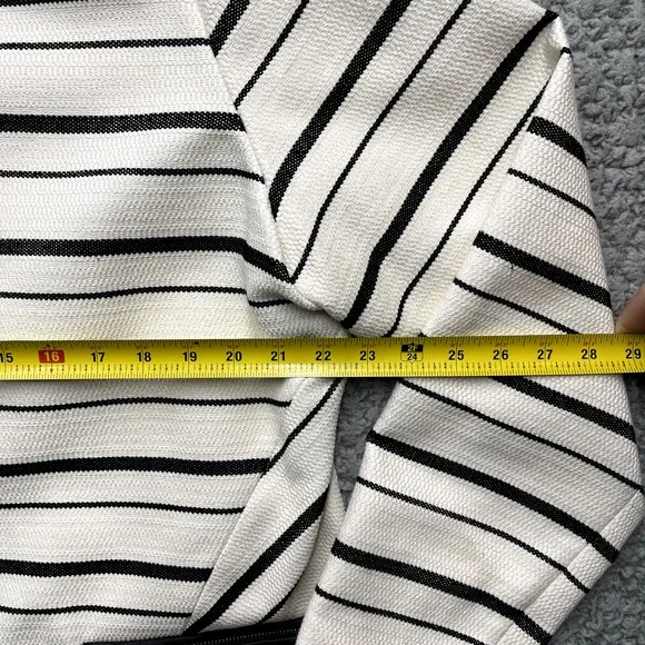 Chicos Open Front Cardigan Womens Size 3 16/18 Black White Striped Vintage - Picture 5 of 11